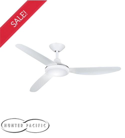 Hunter Pacific Polar 56" DC Motor Ceiling Fan with 18W Tricolour Dimmable LED Light & 6 Speed Remote - White